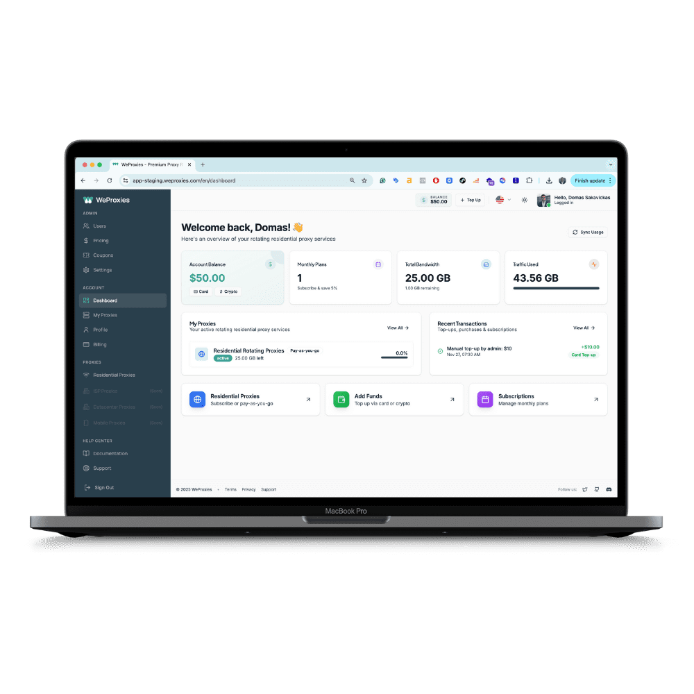 very simple weproxies dashboard