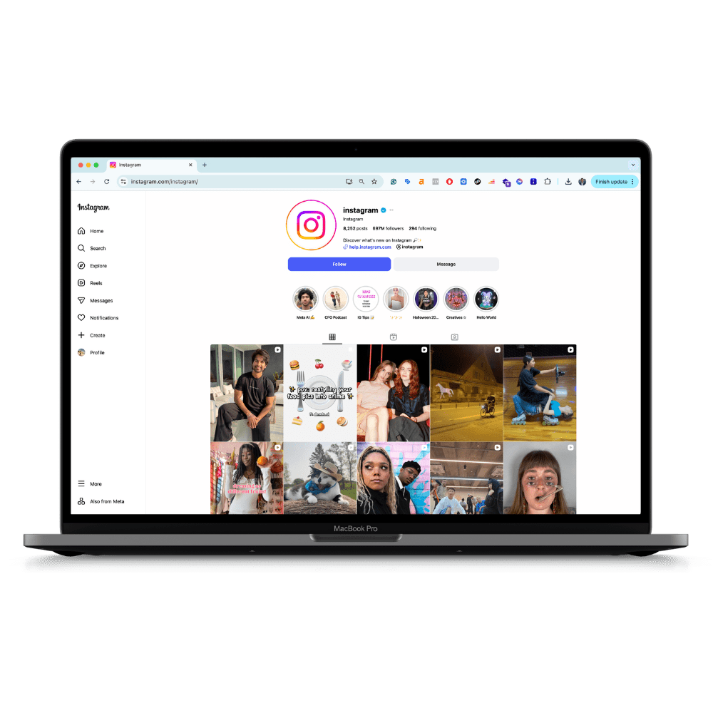 instagram app using weproxies on a computer
