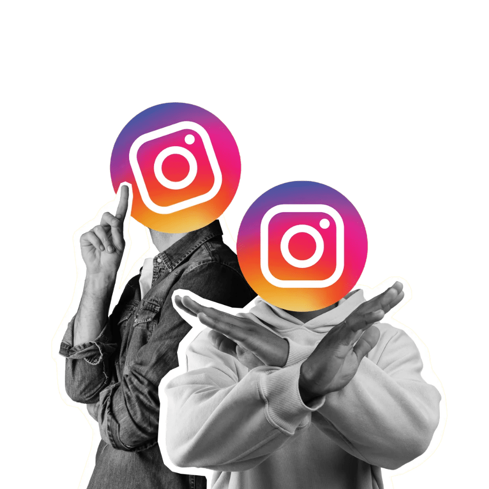 2 men with instagram logos on their head