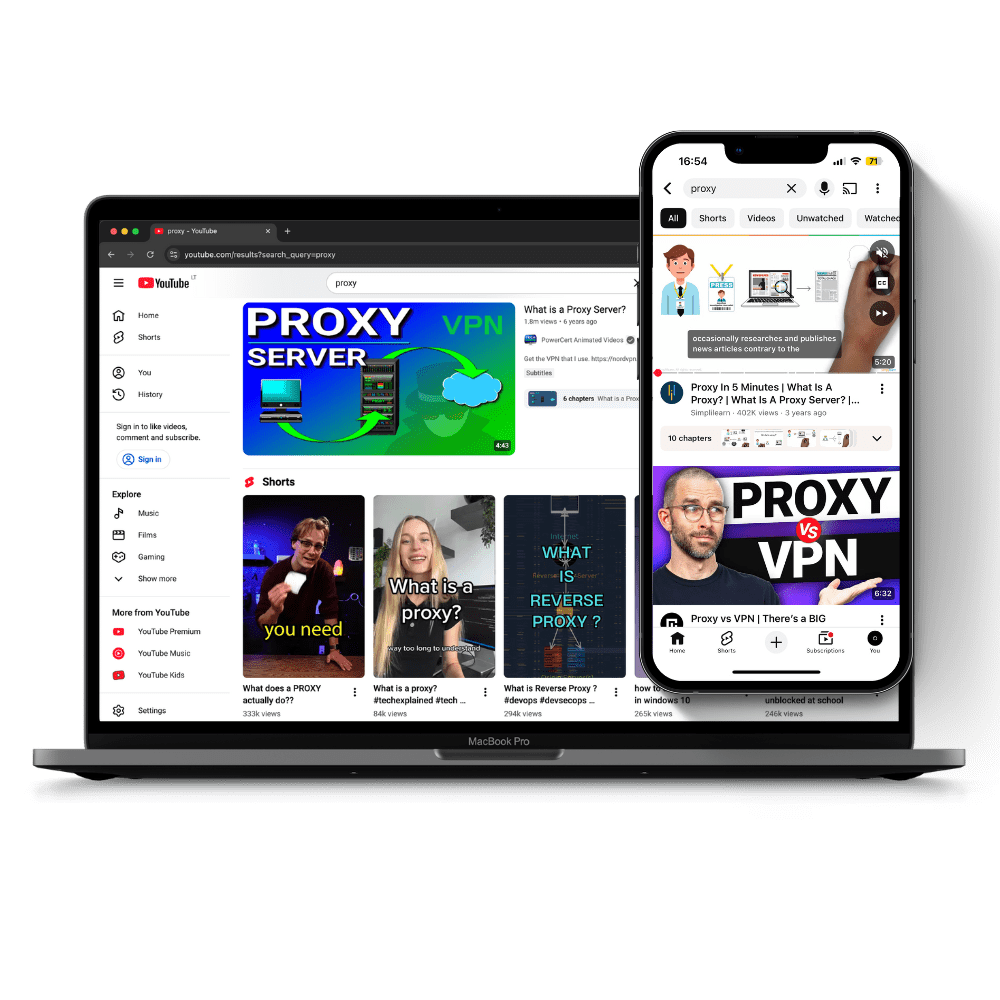 youtube proxies phone and computer