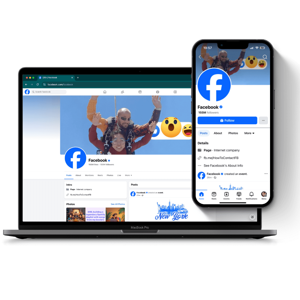 facebook cover using weproxies on a computer and phone